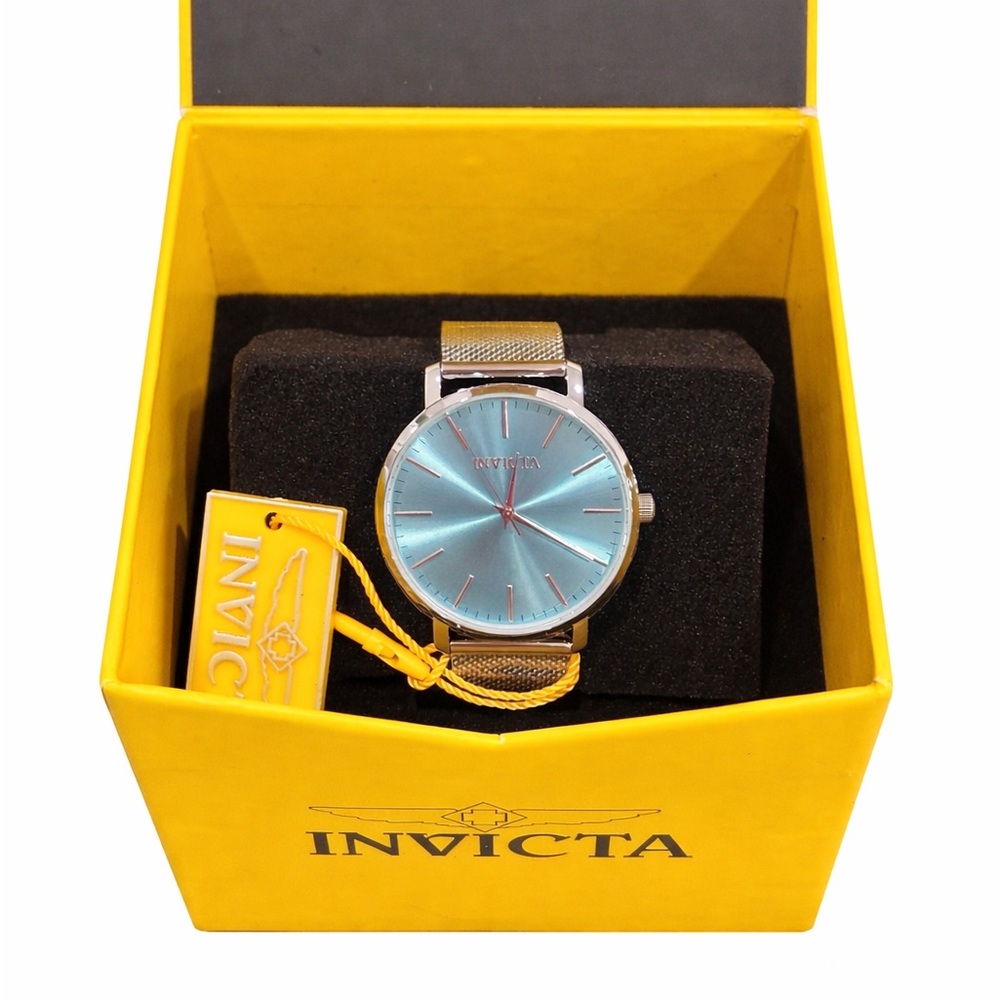 Invicta Ladies Silver Mesh Watch with Blue Dial